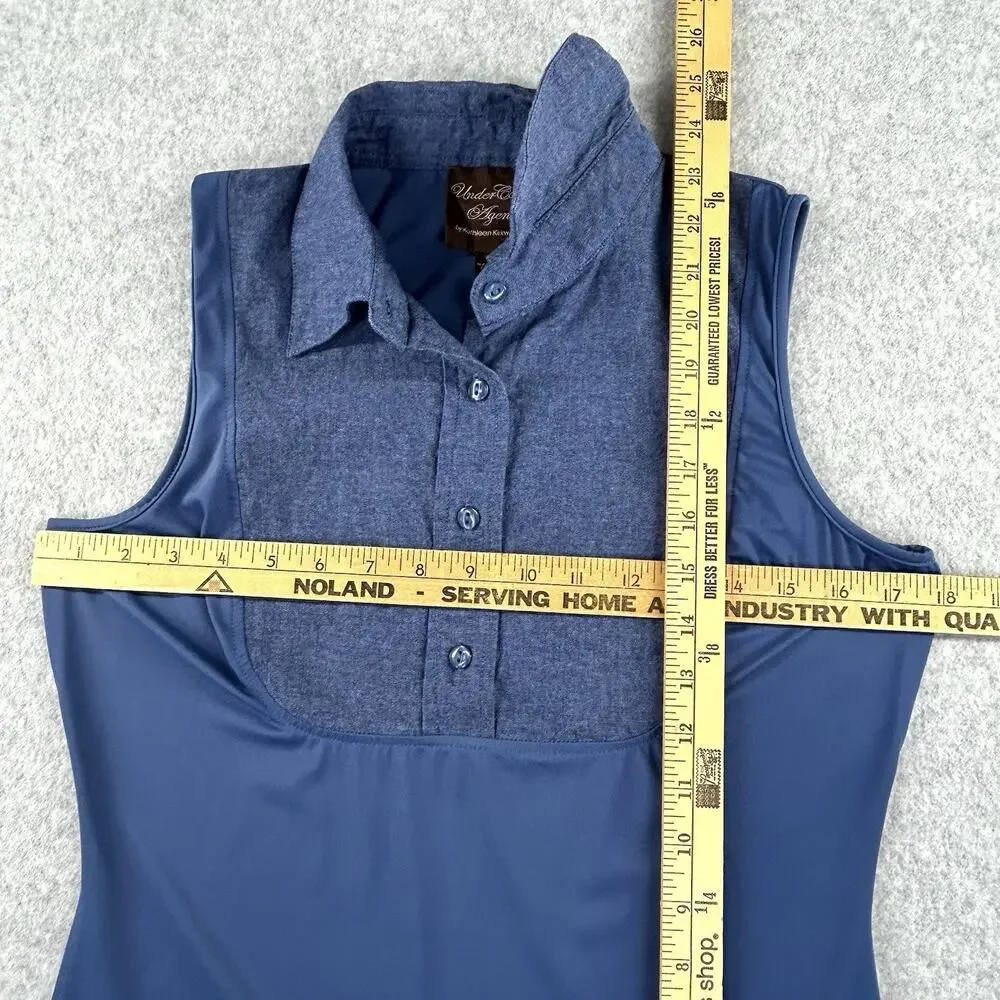 Kathleen Kirkwood Under Cover Agent Womens S Collared Tank Sleeveless Button Top
